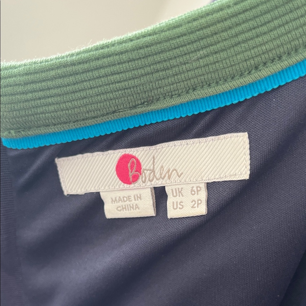Boden Navy and Teal Long Sleeve Dress - Picture 2 of 8